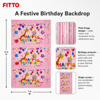144 Pieces Pink Happy Birthday Foil Curtains (1 Piece Party Decoration)