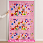 144 Pieces Pink Happy Birthday Foil Curtains (1 Piece Party Decoration)