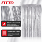 144 Pieces Silver Foil Door Curtains (1 Piece Party Decoration for Event Backdrops)