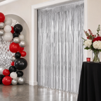 144 Pieces Silver Foil Door Curtains (1 Piece Party Decoration for Event Backdrops)