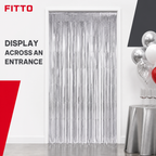 144 Pieces Silver Foil Door Curtains (1 Piece Party Decoration for Event Backdrops)
