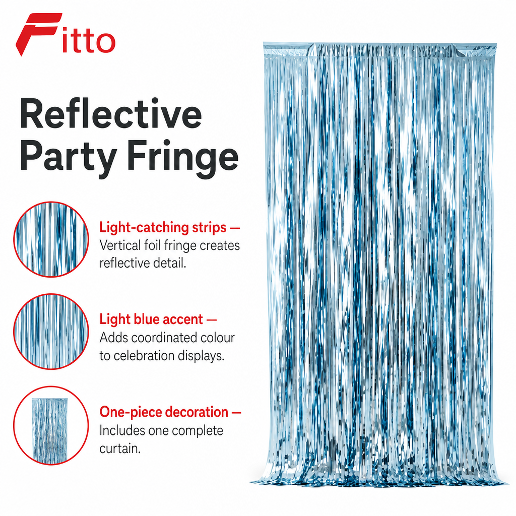 144 Pieces Light Blue Foil Door Curtains (Reflective Party Backdrop Decoration)