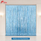 144 Pieces Light Blue Foil Door Curtains (Reflective Party Backdrop Decoration)