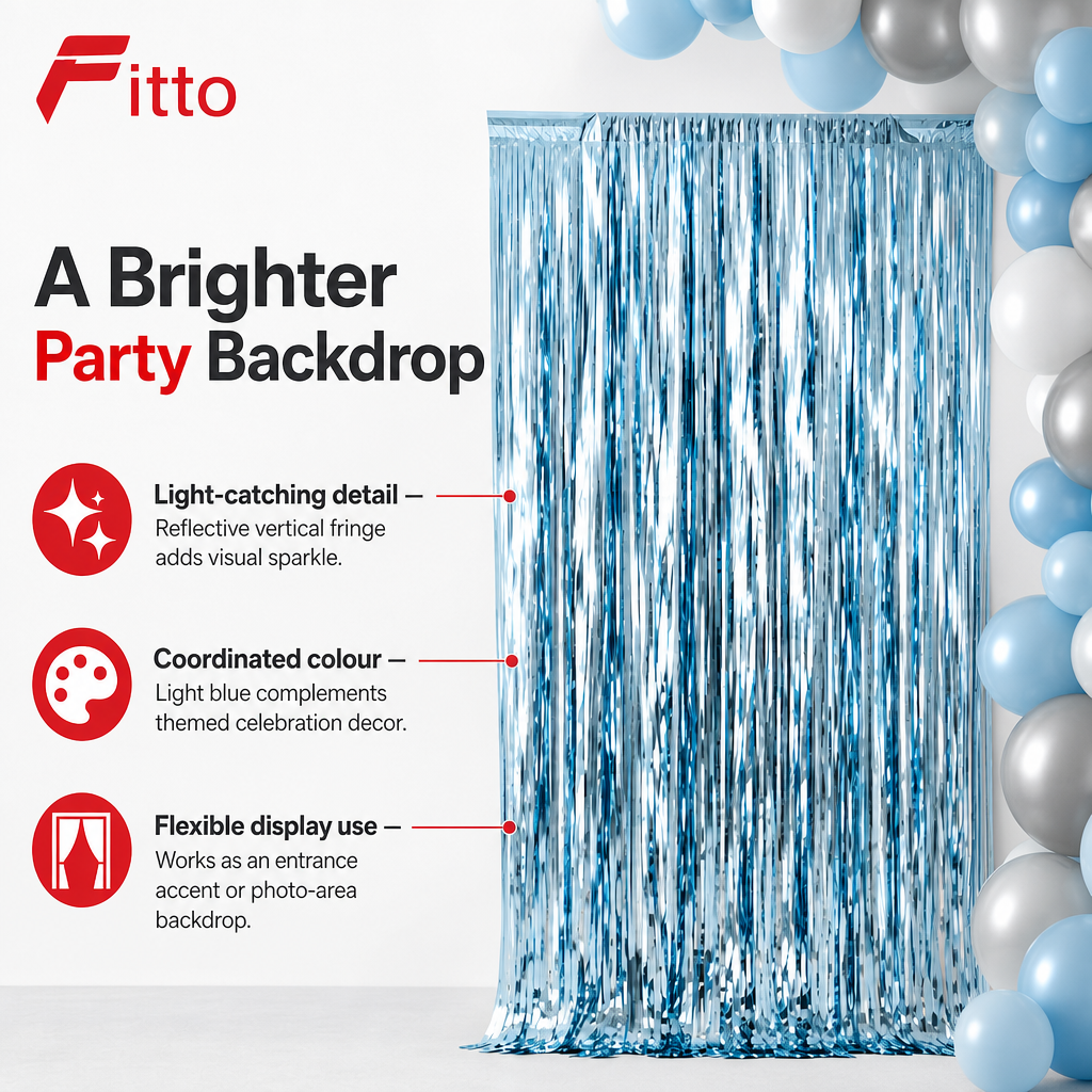 144 Pieces Light Blue Foil Door Curtains (Reflective Party Backdrop Decoration)