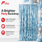 144 Pieces Light Blue Foil Door Curtains (Reflective Party Backdrop Decoration)