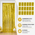 120 Pieces Gold Foil Door Curtains (20-Piece Party Decoration for Doorways – Celebration Backdrop and Event Entrance Styling)