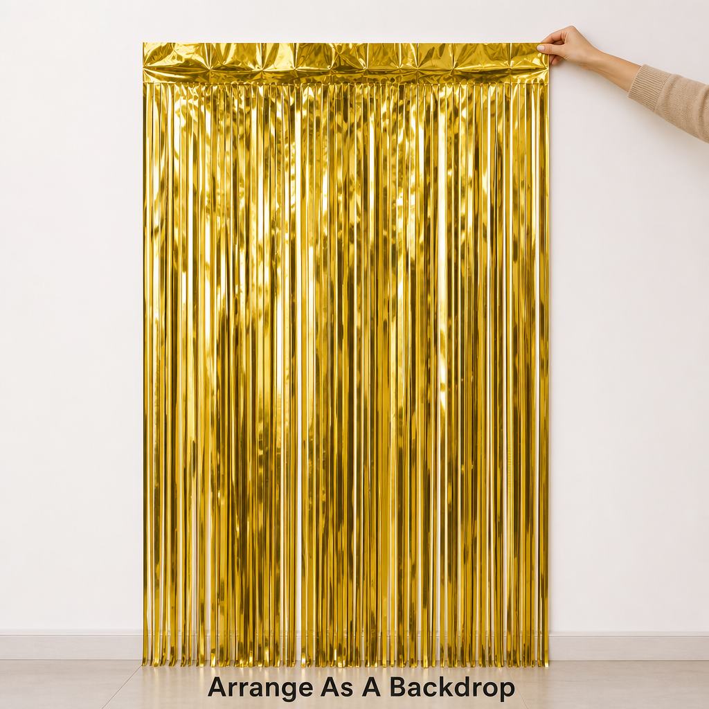 120 Pieces Gold Foil Tassel Curtain Banners (1 Piece Party Backdrop Decoration for Celebrations – Photo Booths and Event Displays)
