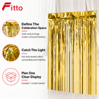120 Pieces Gold Foil Tassel Curtain Banners (1 Piece Party Backdrop Decoration for Celebrations – Photo Booths and Event Displays)