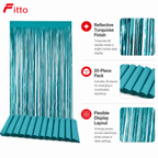 120 Pieces Turquoise Tassel Foil Curtain Banners (20-Piece Party Backdrop Decoration)