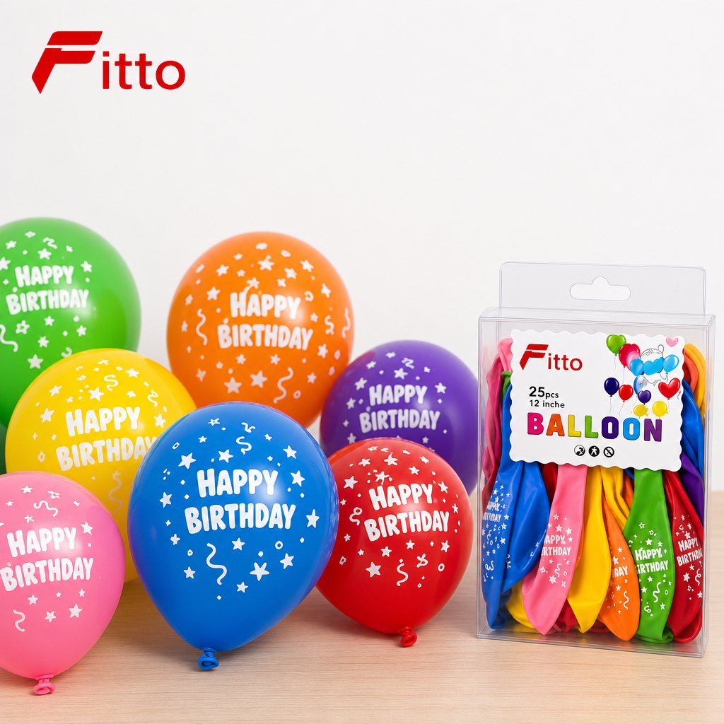 120 Pieces Happy Birthday Printed Balloons (25 Pieces – Colorful Party Decorations for Birthday Celebrations)
