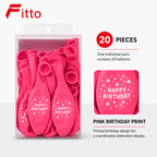 120 Pieces Pink Happy Birthday Printed Balloons (20 Pieces – Individual Pack)