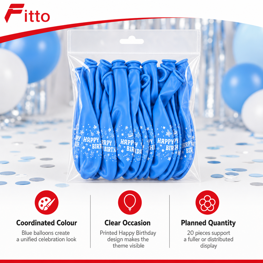 120 Pieces Blue Birthday Balloons (20 Pieces – Printed Party Decorations for Celebrations)