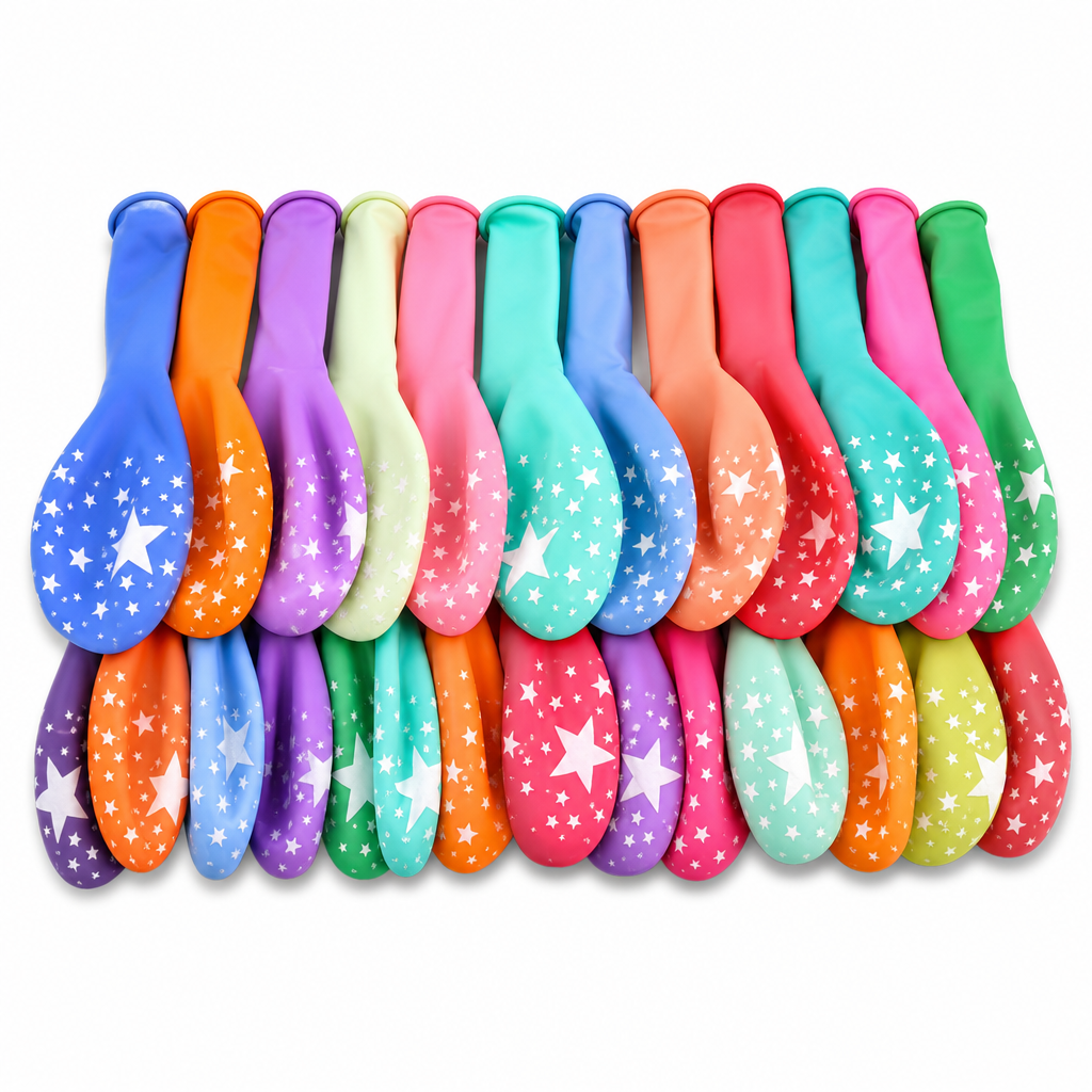 120 Pieces Star-Printed Latex Balloons (Multicolor Party Decoration – 25 Pieces)