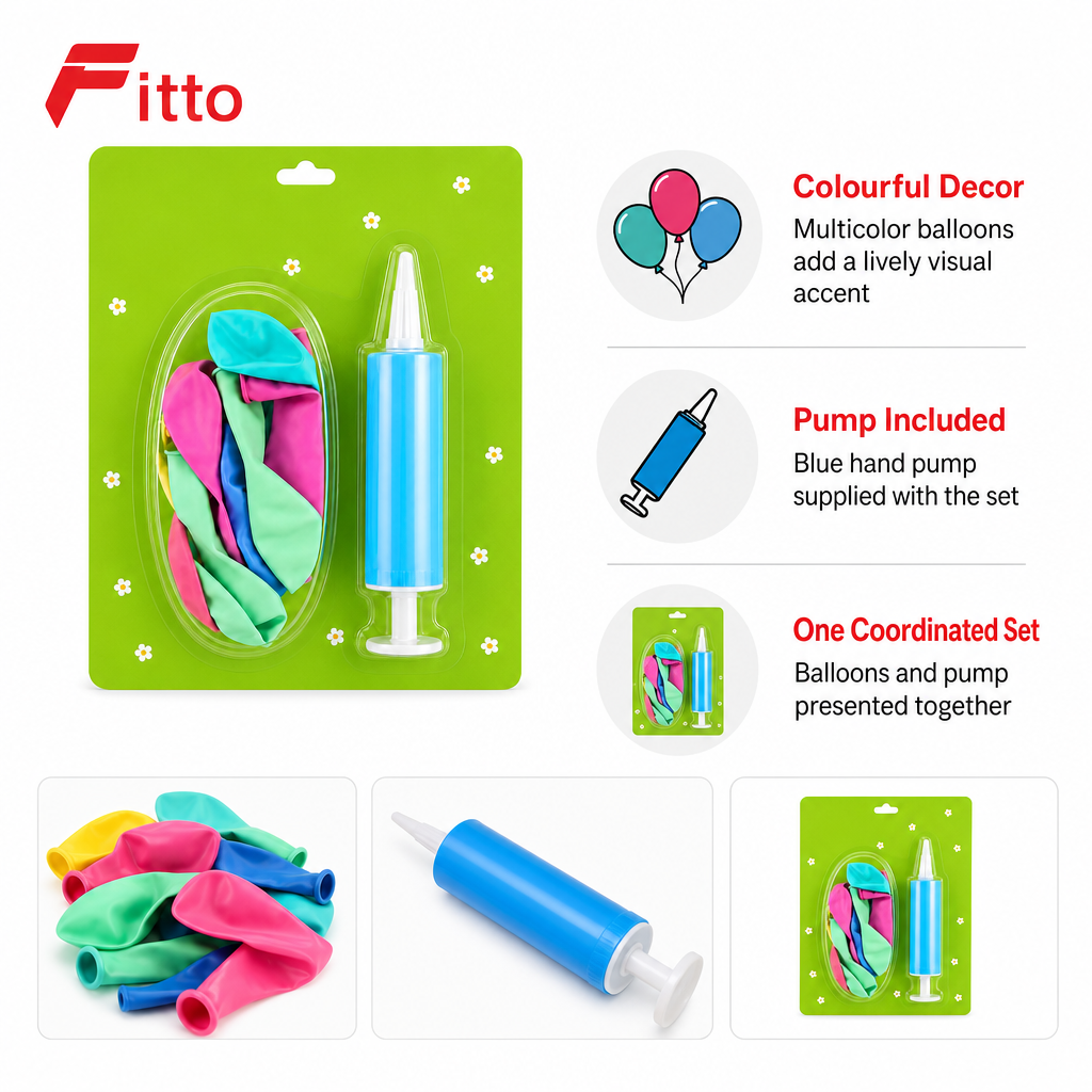 120 Pieces Multicolor Party Balloons with Blue Hand Pump (1 Set)