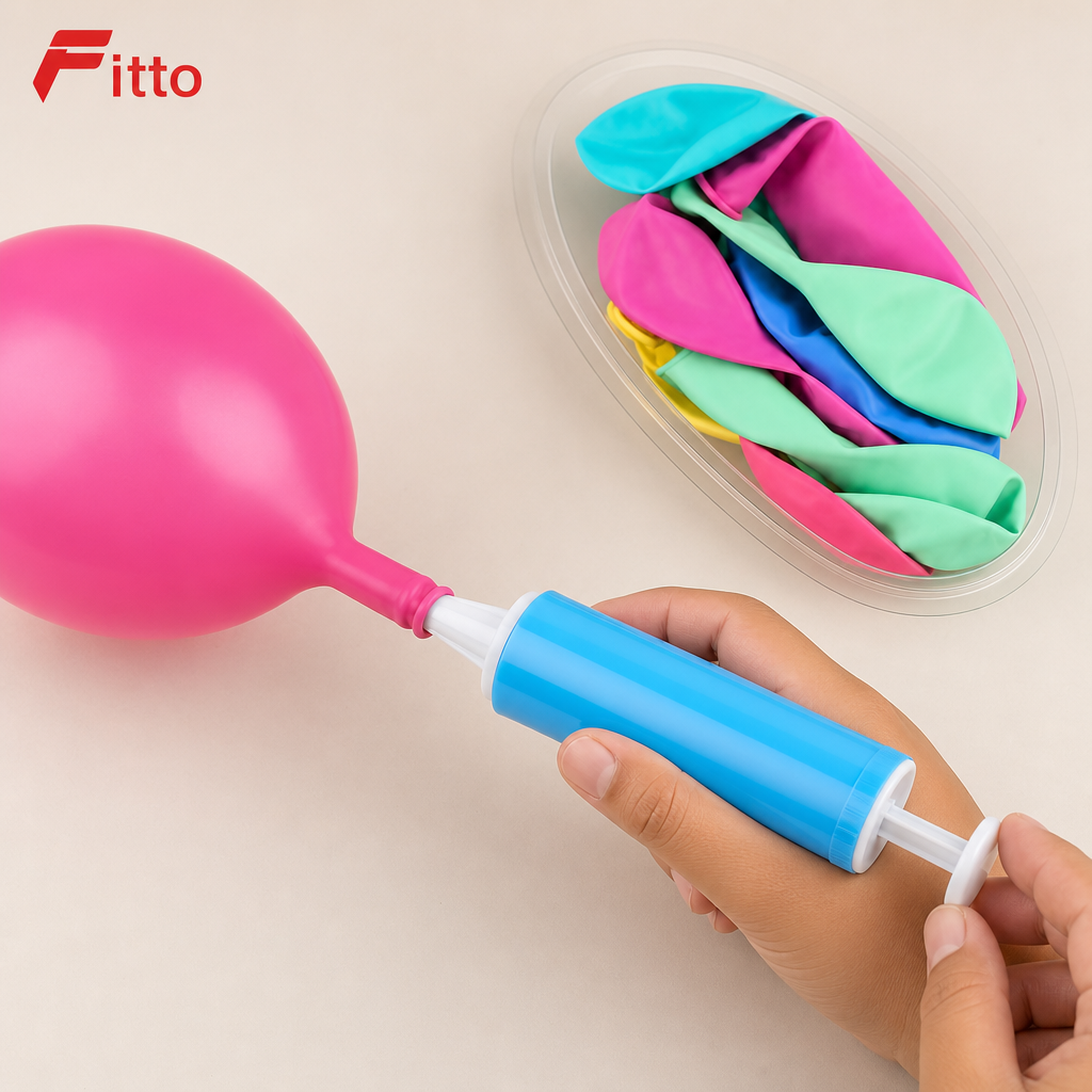120 Pieces Multicolor Party Balloons with Blue Hand Pump (1 Set)