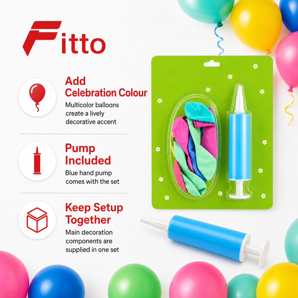 120 Pieces Multicolor Party Balloons with Blue Hand Pump (1 Set)