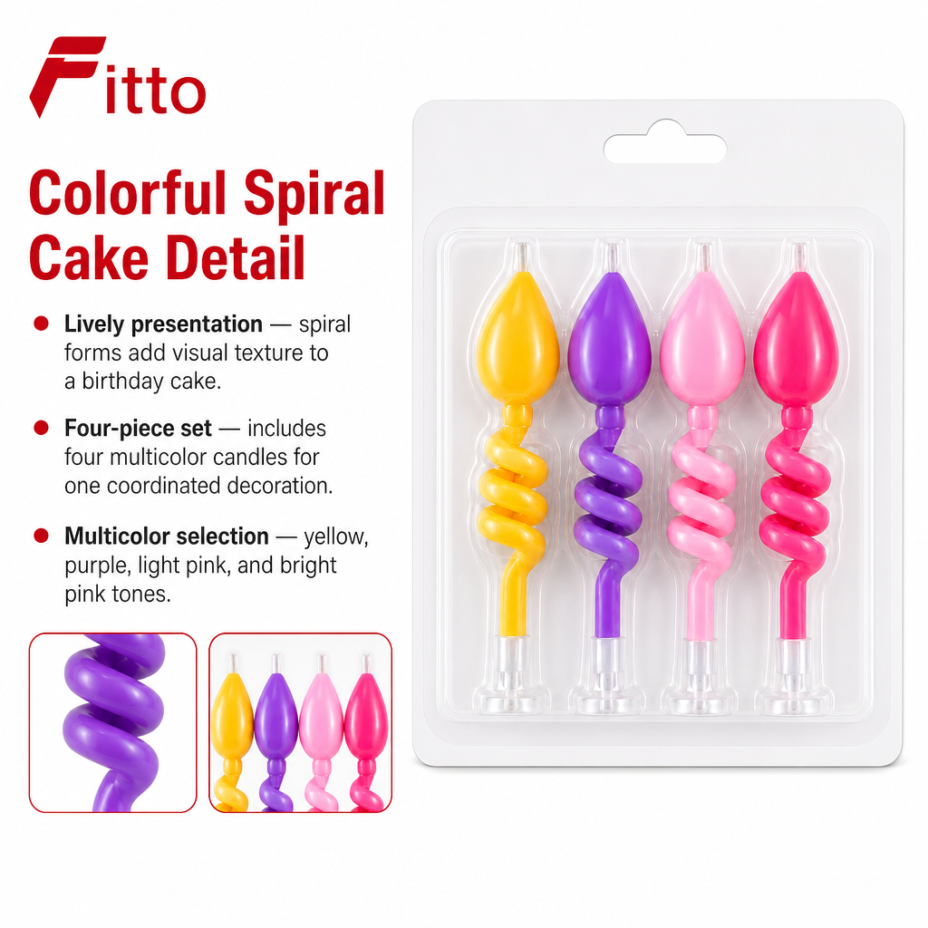 144 Pieces Spiral Birthday Candles (4 Pieces – Multicolor Cake Decoration Set)