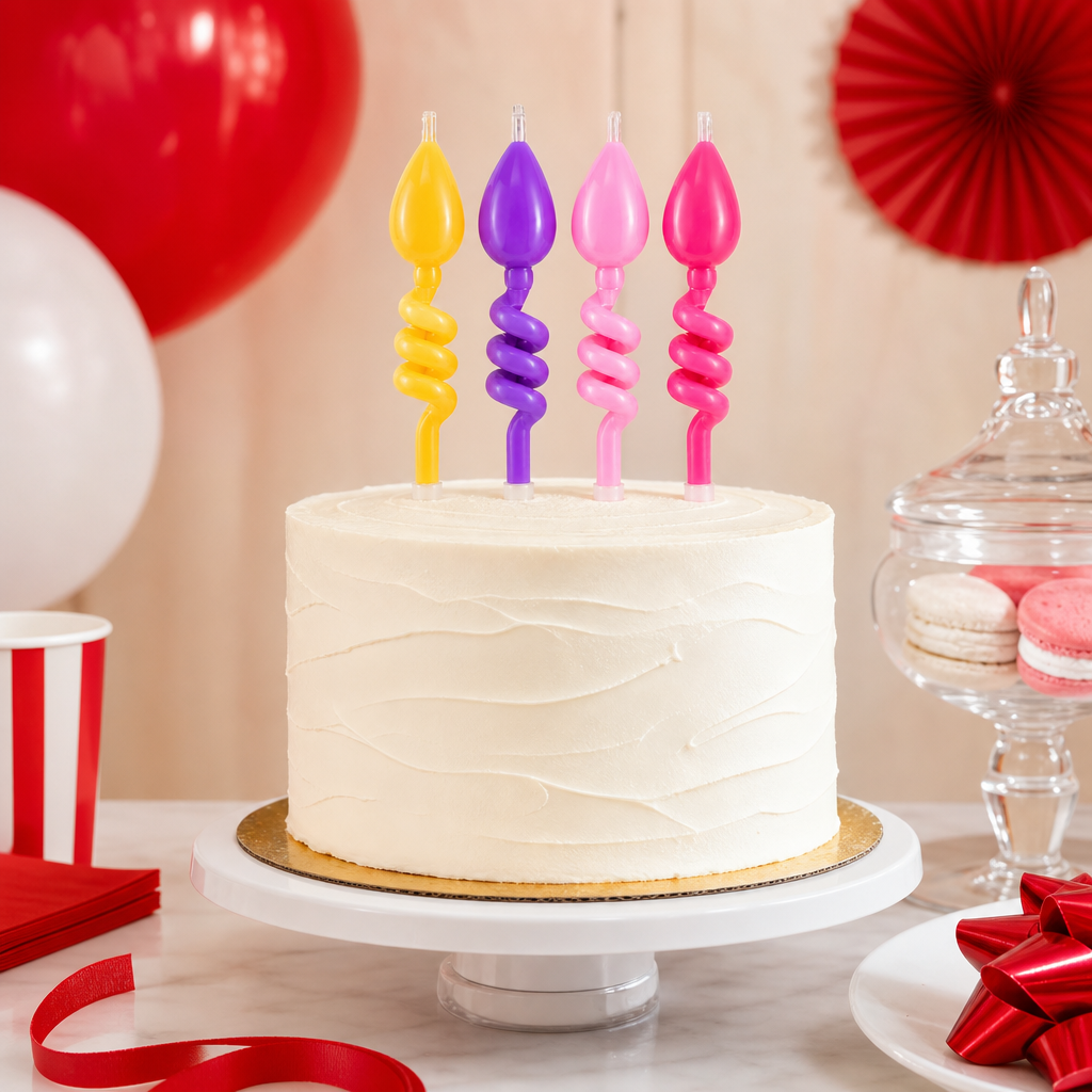 144 Pieces Spiral Birthday Candles (4 Pieces – Multicolor Cake Decoration Set)