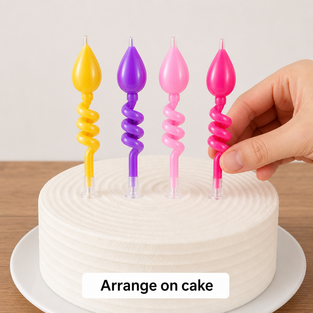 144 Pieces Spiral Birthday Candles (4 Pieces – Multicolor Cake Decoration Set)