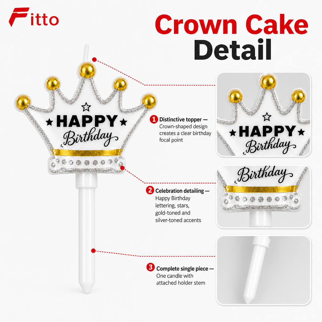 144 Pieces Crown Birthday Cake Candles