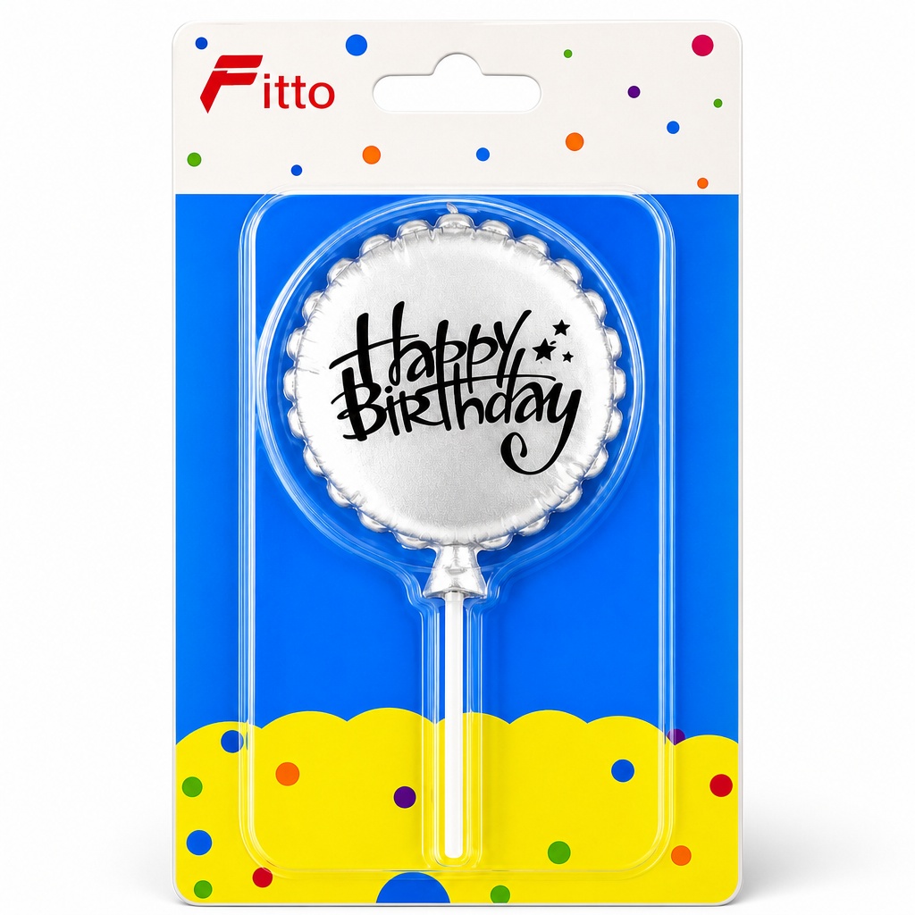 144 Pieces Silver Round Birthday Cake Candles (Happy Birthday Design)