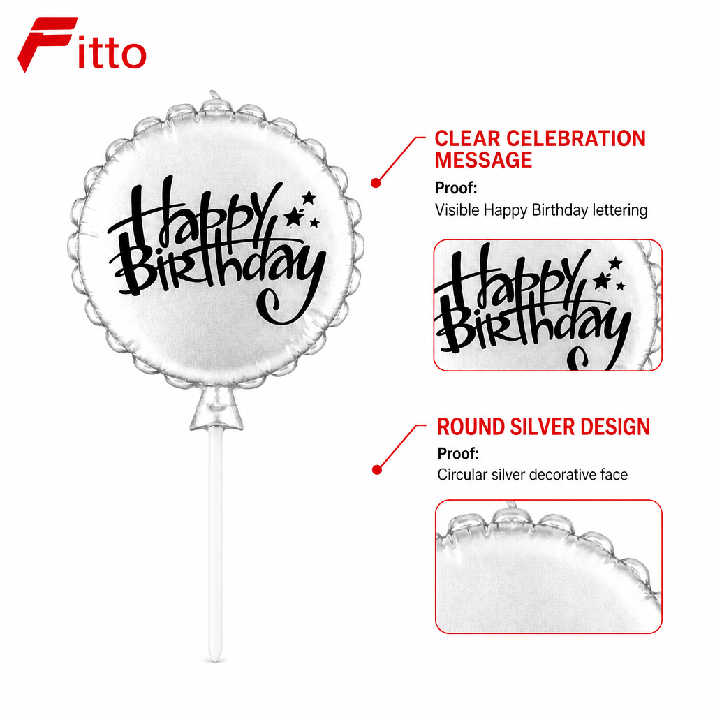 144 Pieces Silver Round Birthday Cake Candles (Happy Birthday Design)