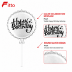 144 Pieces Silver Round Birthday Cake Candles (Happy Birthday Design)