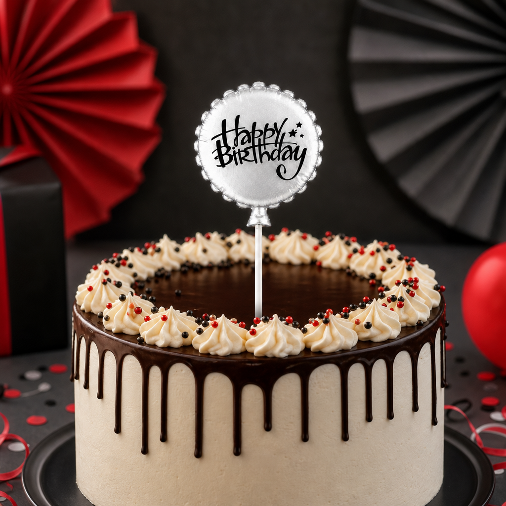 144 Pieces Silver Round Birthday Cake Candles (Happy Birthday Design)