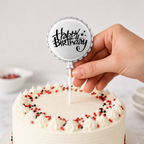 144 Pieces Silver Round Birthday Cake Candles (Happy Birthday Design)