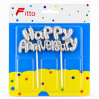 144 Pieces Silver Happy Anniversary Cake Topper Candles