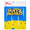 144 Pieces Happy Anniversary Cake Topper Candles (Gold Celebration Decoration)