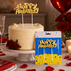144 Pieces Happy Anniversary Cake Topper Candles (Gold Celebration Decoration)