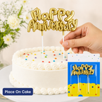 144 Pieces Happy Anniversary Cake Topper Candles (Gold Celebration Decoration)