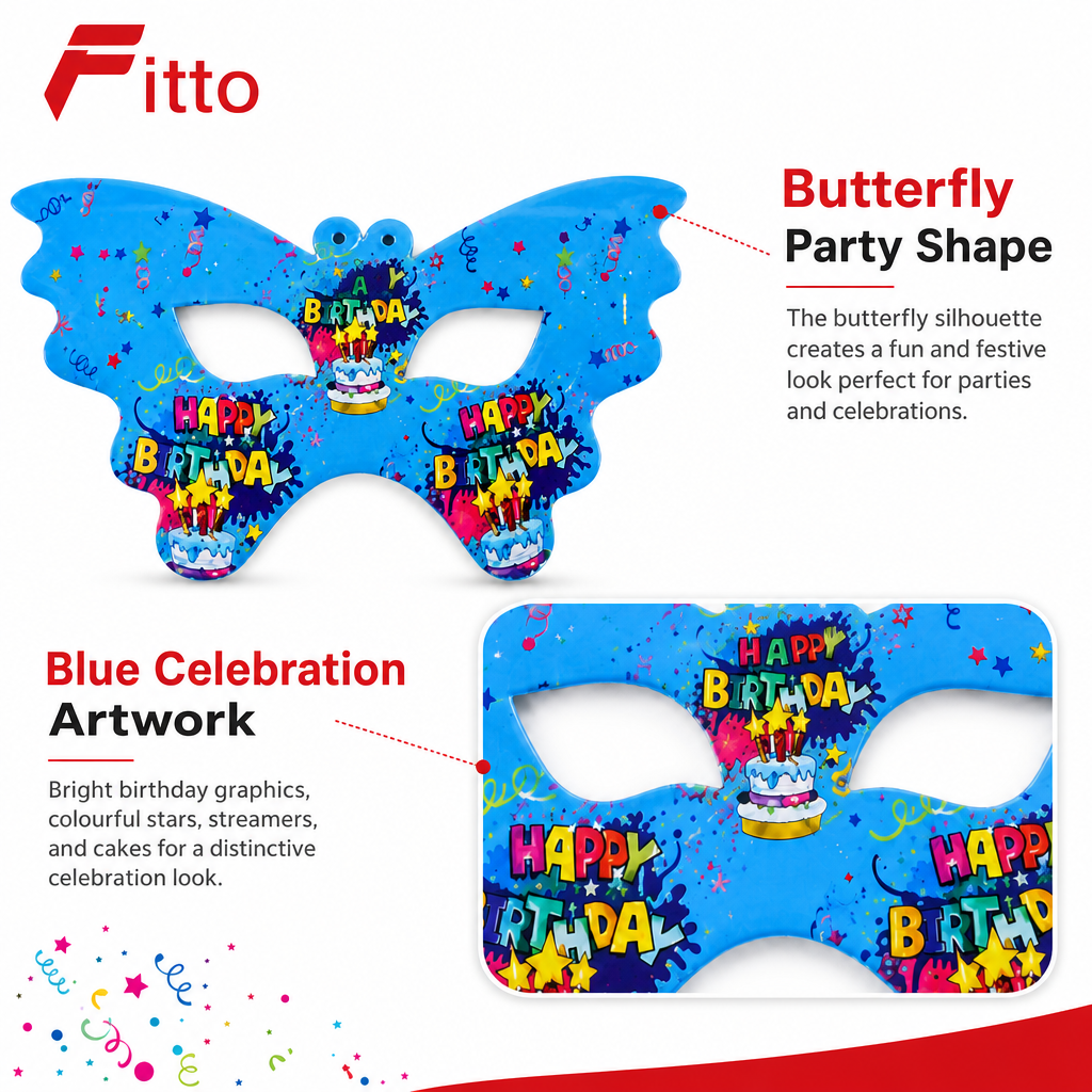 240 Pieces Blue Butterfly Birthday Party Masks