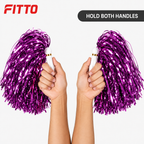 240 Pieces Purple Cheerleading Pom Poms (Metallic Streamers with White Handles – 1 Pair)