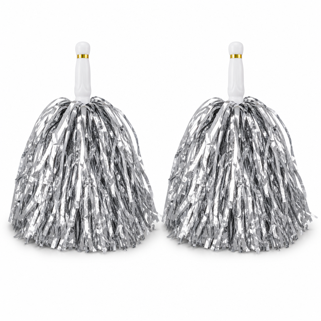 144 Pieces Silver Cheerleading Pom Poms (1 Pair for Dance Teams – Routines and Rally Events)