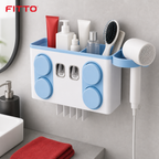 48 Pieces Bathroom Organizers (4-in-1 Wall-Mounted Storage Holder – White and Blue – 1 Set)