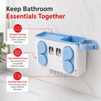 48 Pieces Bathroom Organizers (4-in-1 Wall-Mounted Storage Holder – White and Blue – 1 Set)