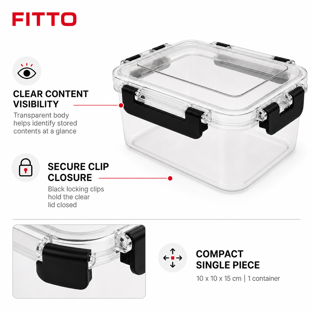 72 Pieces Clear Airtight Food Storage Containers with Black Locking Clips