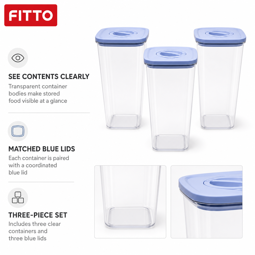 60 Pieces Food Storage Containers with Blue Lids (3 Pieces)