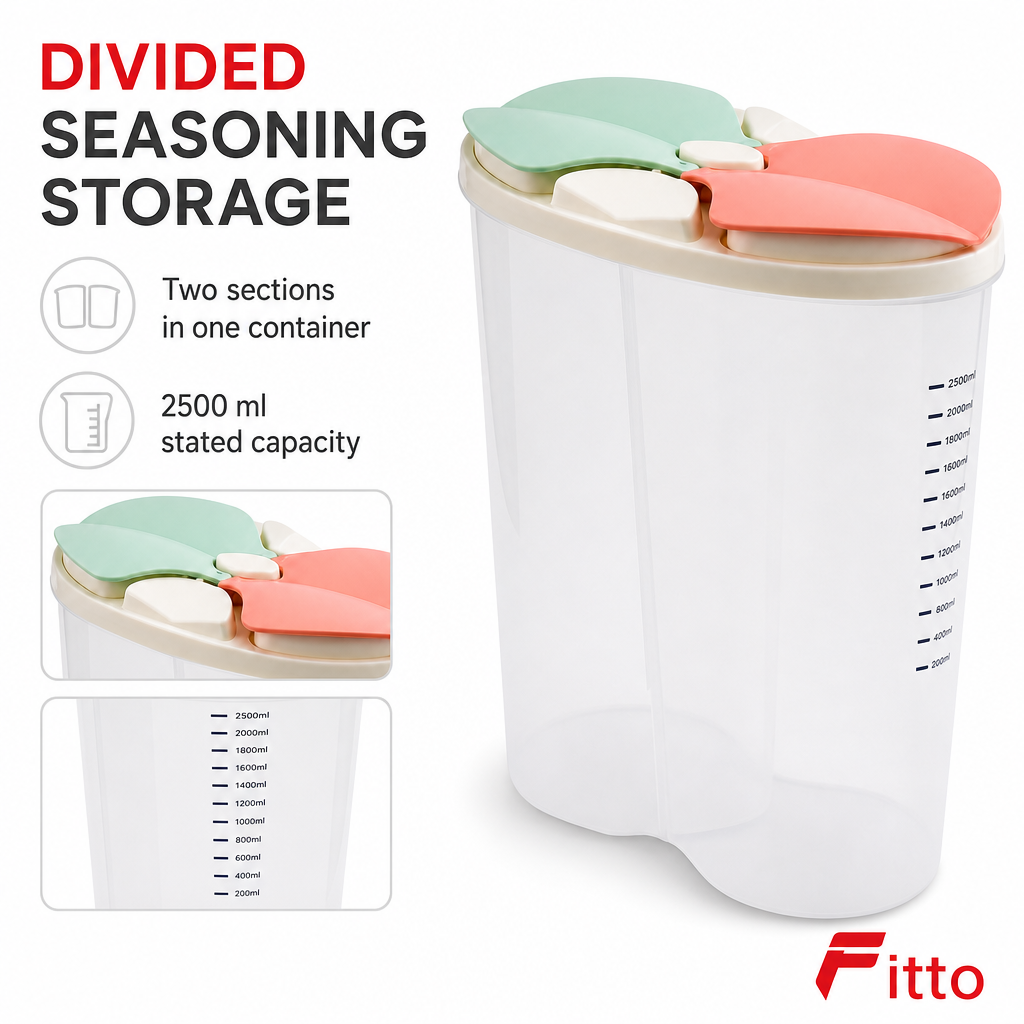 96 Pieces White Dual-Compartment Seasoning Containers (2500 ml)