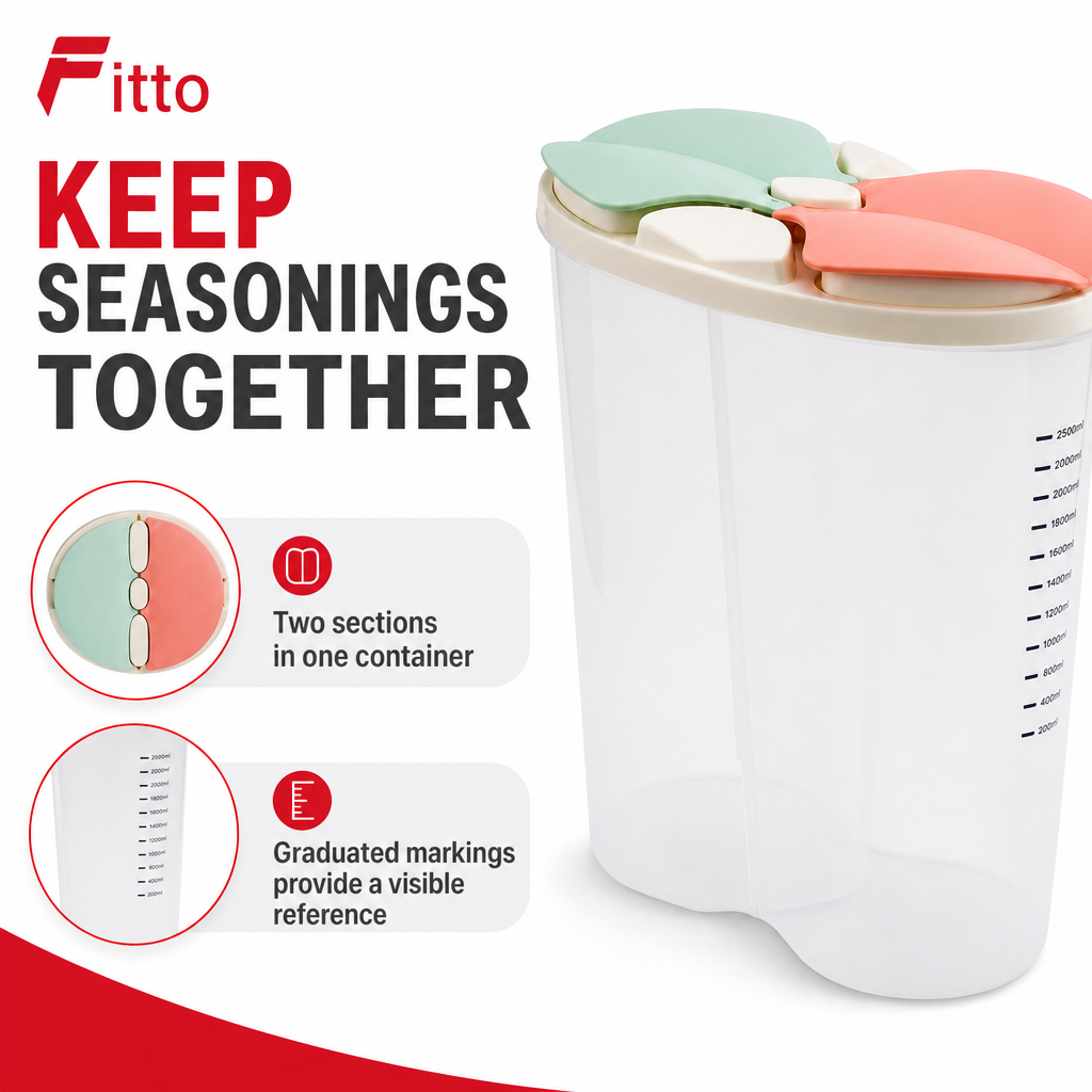 96 Pieces White Dual-Compartment Seasoning Containers (2500 ml)