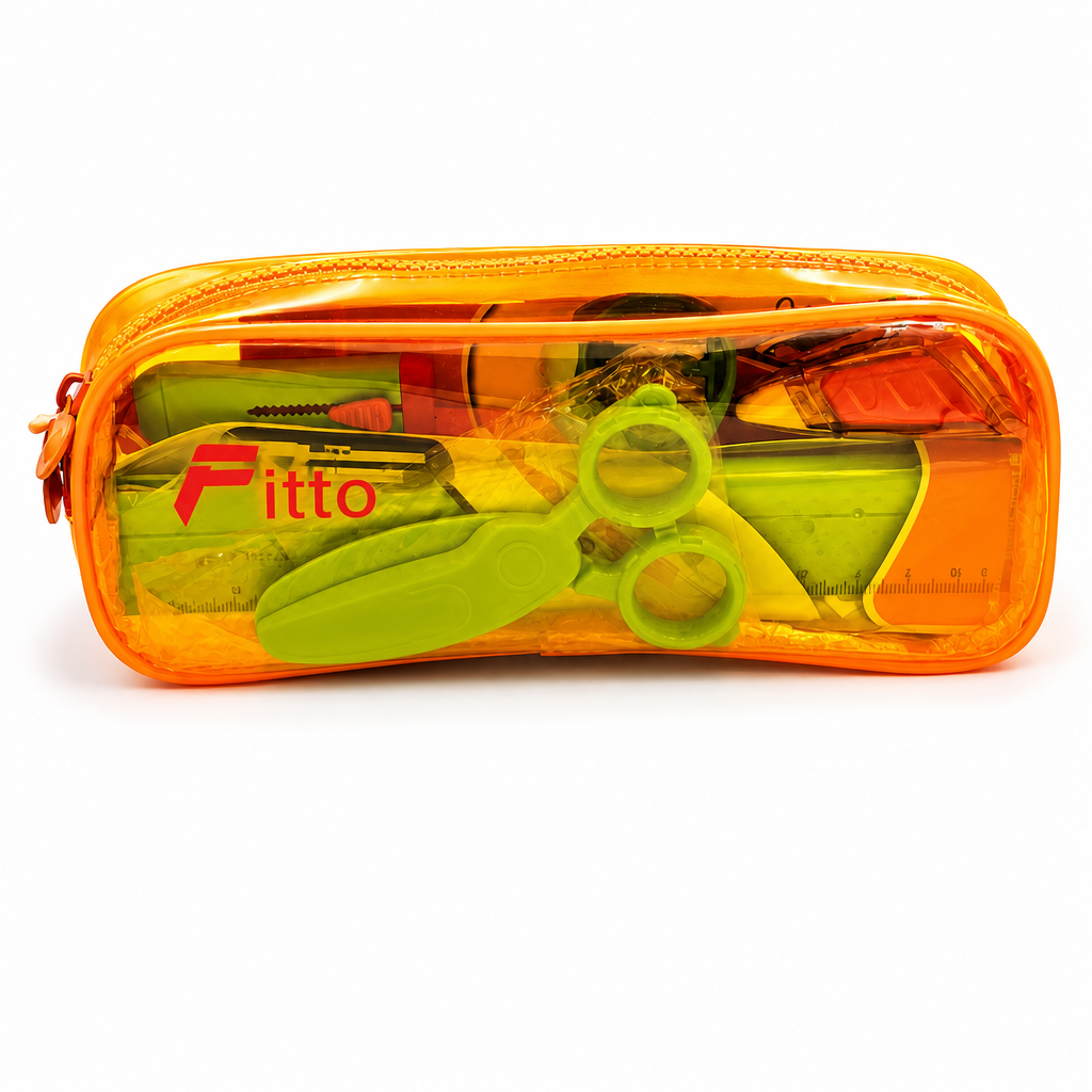 72 Pieces School Stationery Kit in Transparent Zipper Pencil Cases (1 Kit)