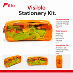 72 Pieces School Stationery Kit in Transparent Zipper Pencil Cases (1 Kit)
