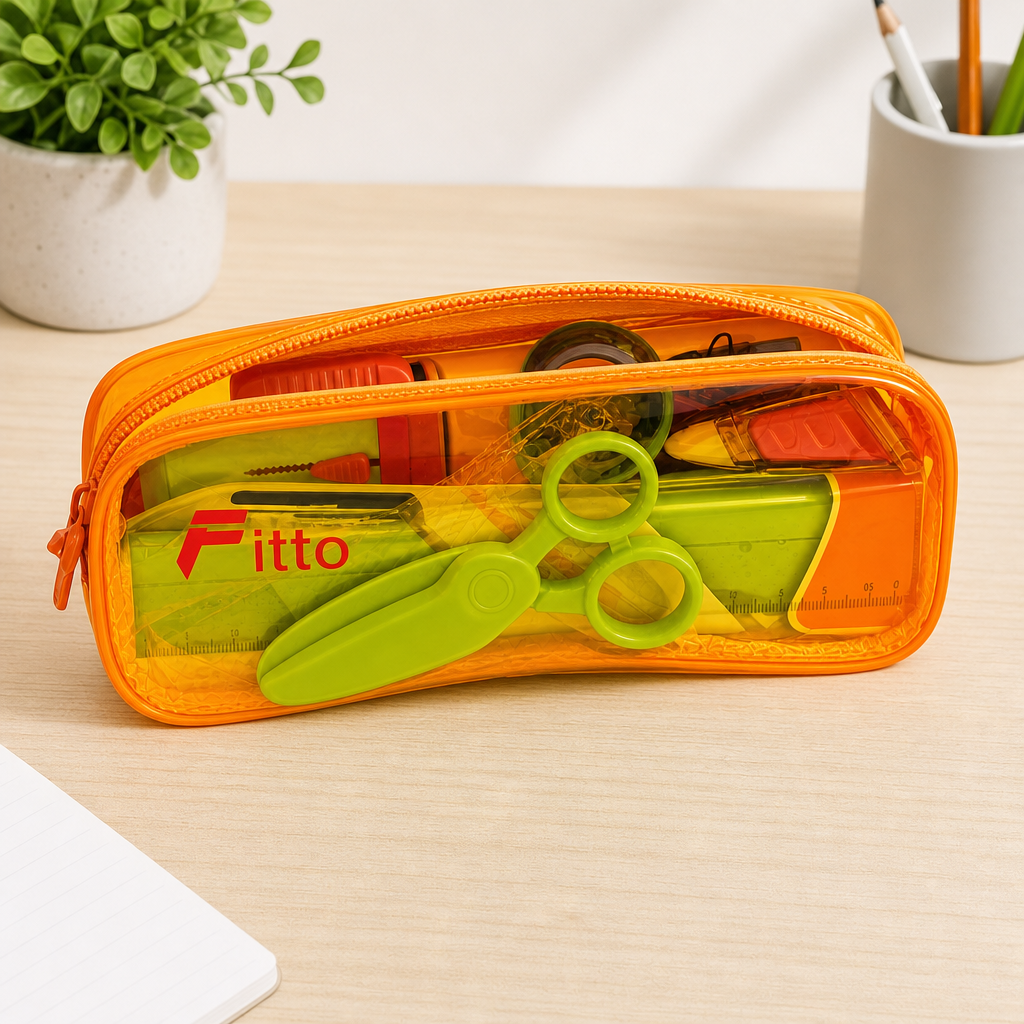 72 Pieces School Stationery Kit in Transparent Zipper Pencil Cases (1 Kit)
