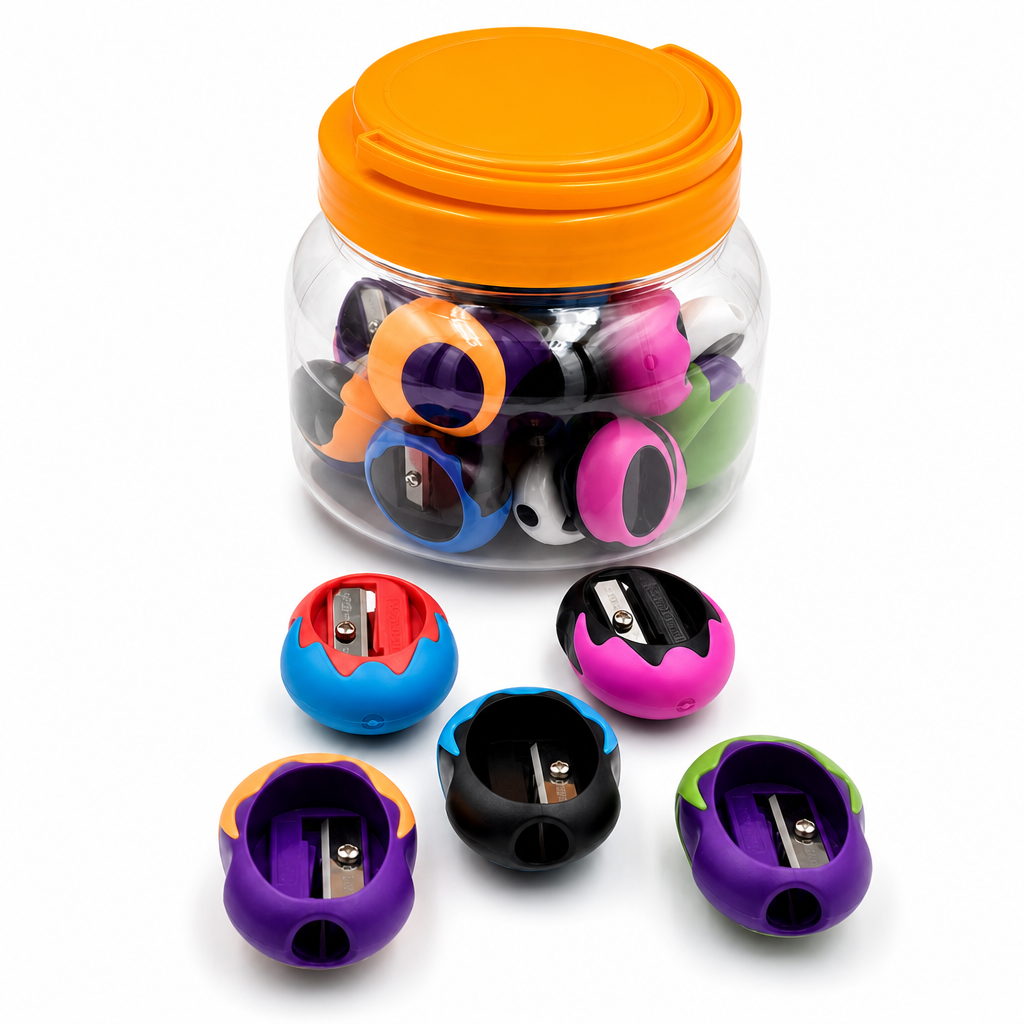 72 Pieces Single-Hole Pencil Sharpeners with Shavings Containers (Assorted Colors – 24 Pieces)
