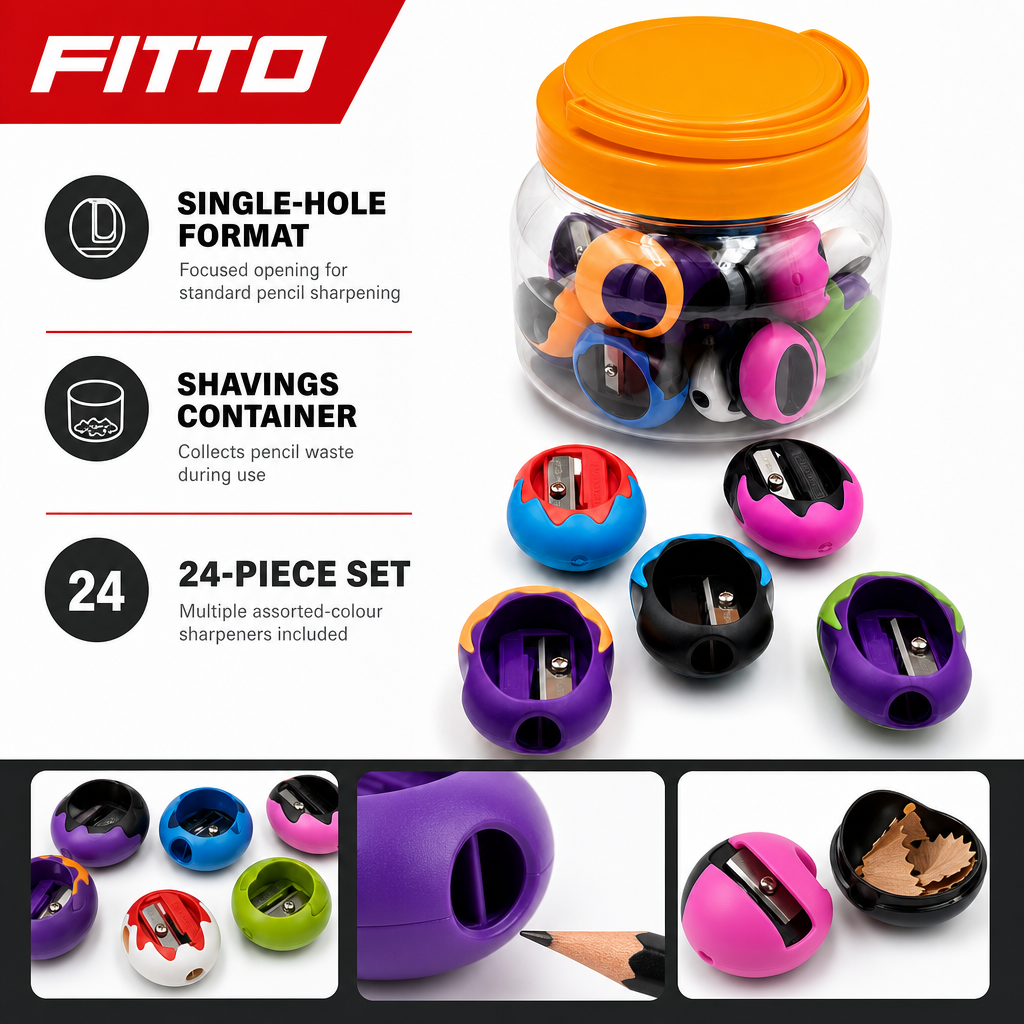 72 Pieces Single-Hole Pencil Sharpeners with Shavings Containers (Assorted Colors – 24 Pieces)