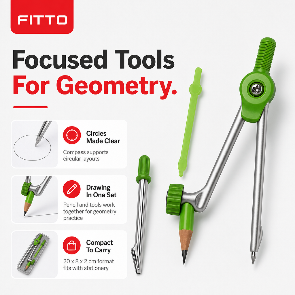 120 Pieces Geometry Sets with Compass (Pencil and Drawing Tools for Student Schoolwork – 1 Set)