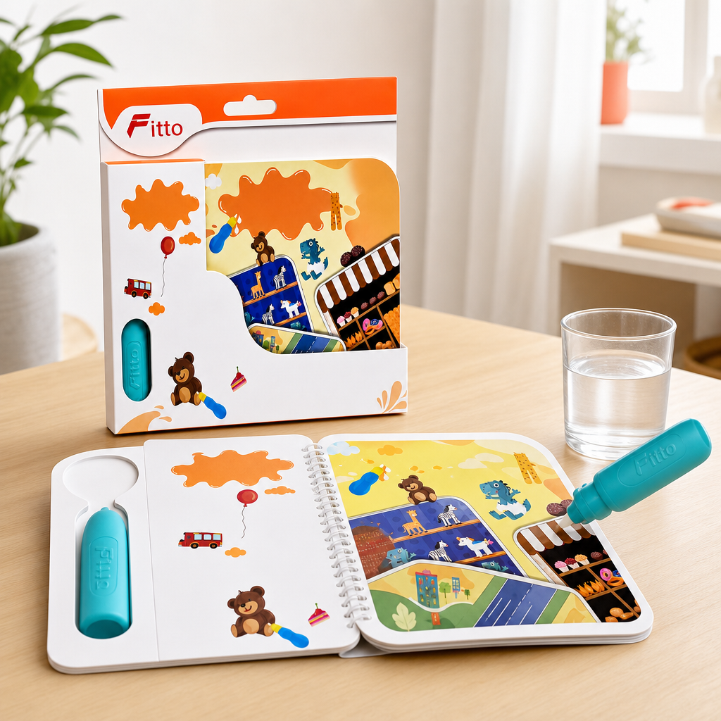 96 Pieces Reusable Water Magic Activity Books with Water Brush (1 Set)