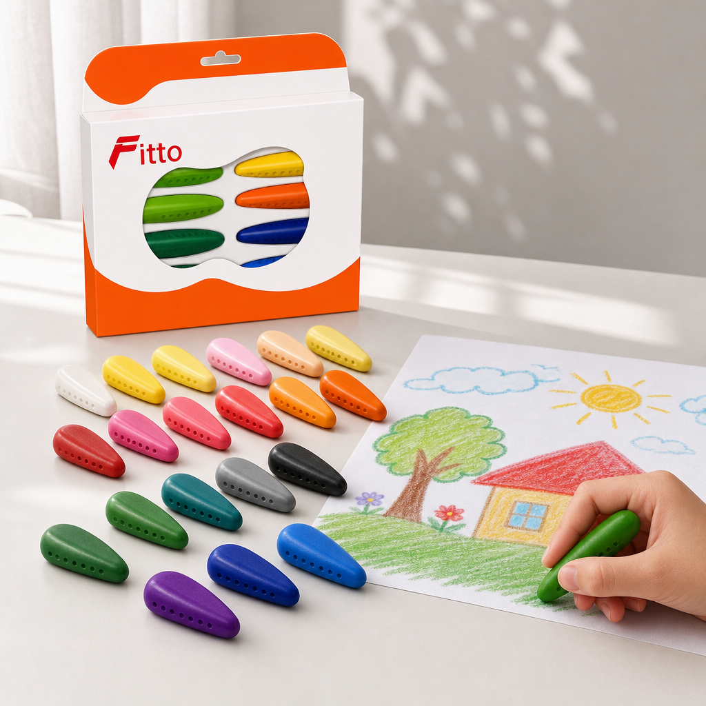 96 Pieces Triangular Peanut Crayons (24 Colours – Drawing and Coloring Set)